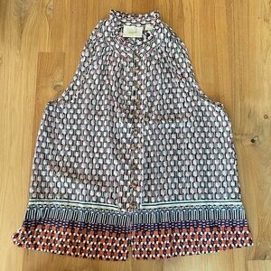 Anthropologie Maeve Motif Prints Sleeveless Halter Top